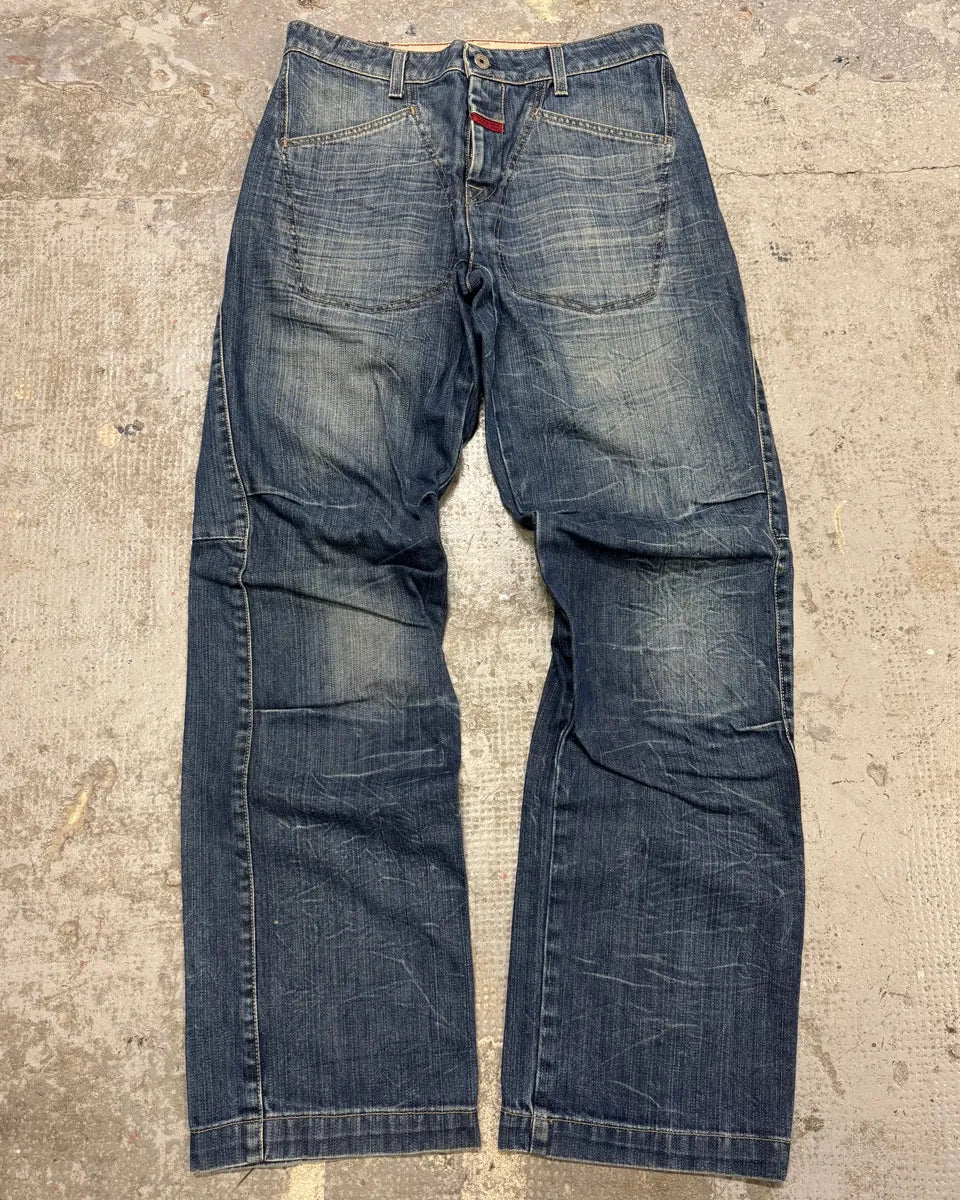 2000s Marithé + François Girbaud Blue Faded Denim Jeans (S) vDkFJIn 0