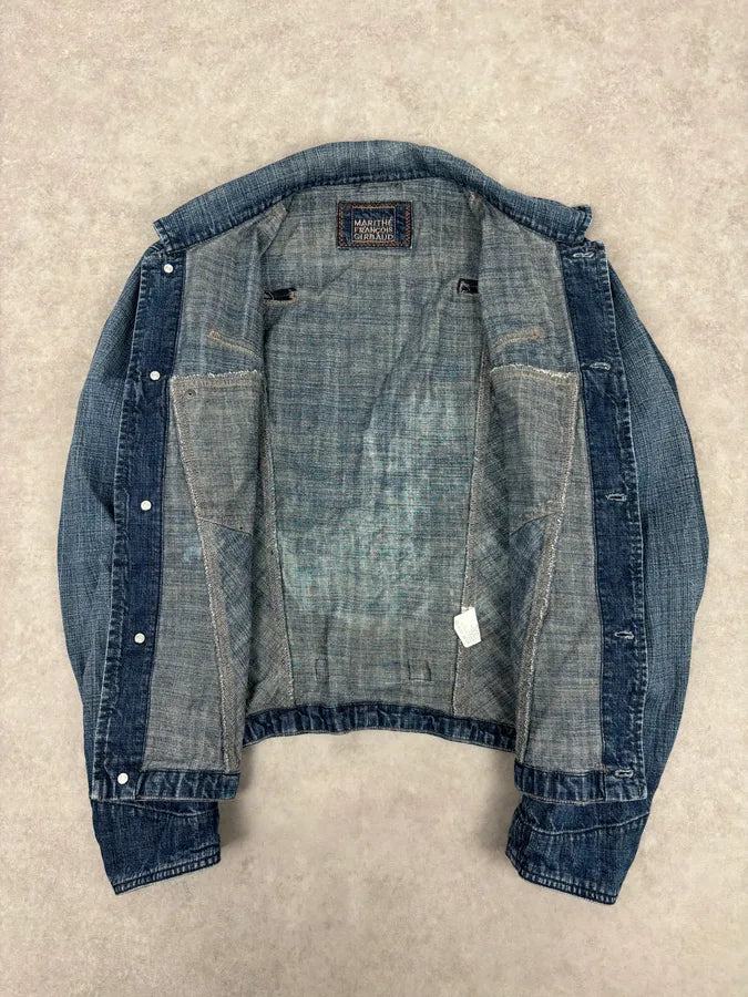 FW2002 Marithé + François Girbaud Blue Faded Light Denim Jacket JYXcPrI 7