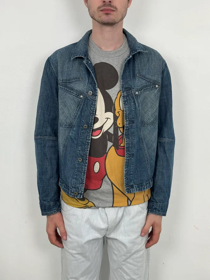 FW2002 Marithé + François Girbaud Blue Faded Light Denim Jacket JYXcPrI 1