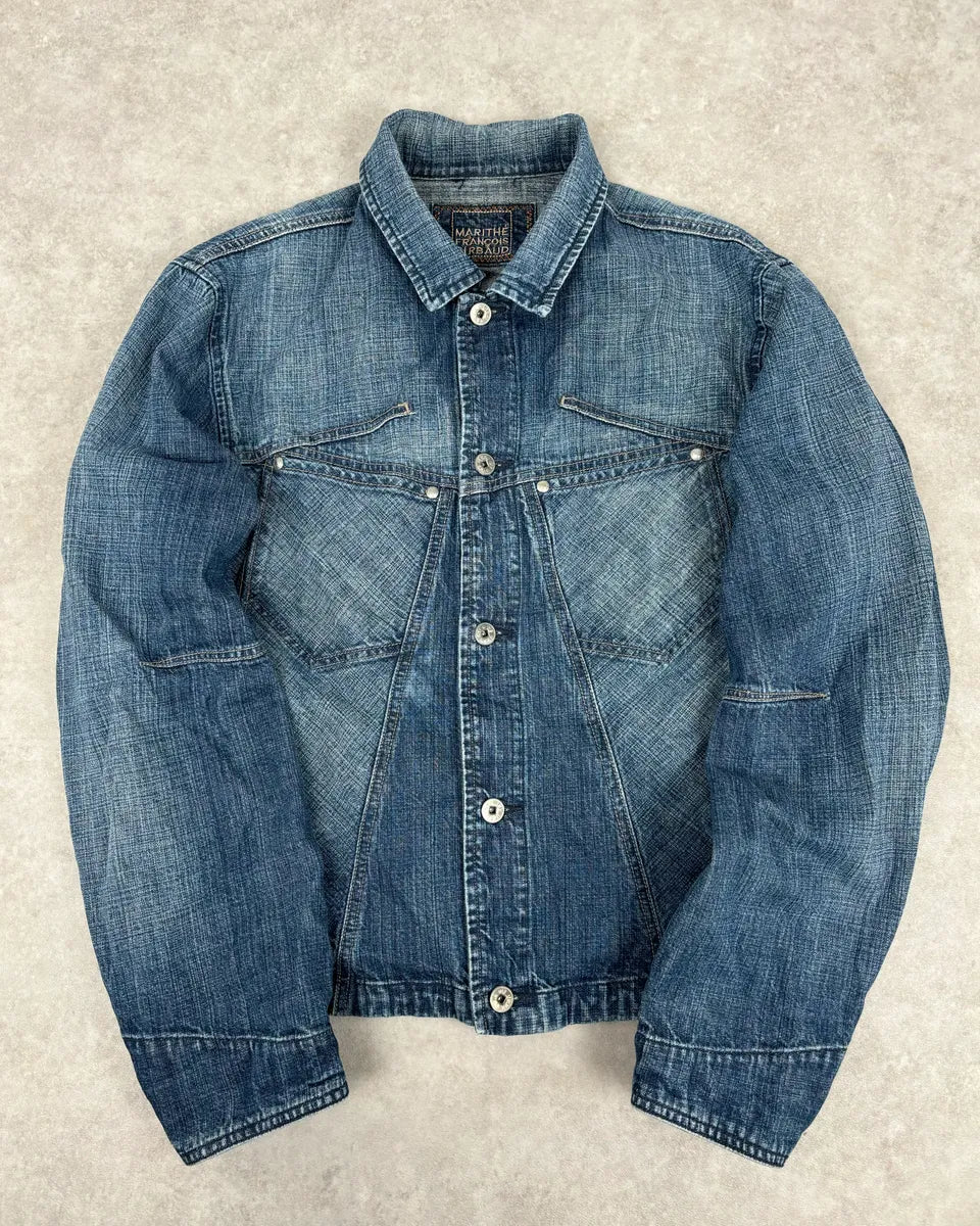 FW2002 Marithé + François Girbaud Blue Faded Light Denim Jacket JYXcPrI 0