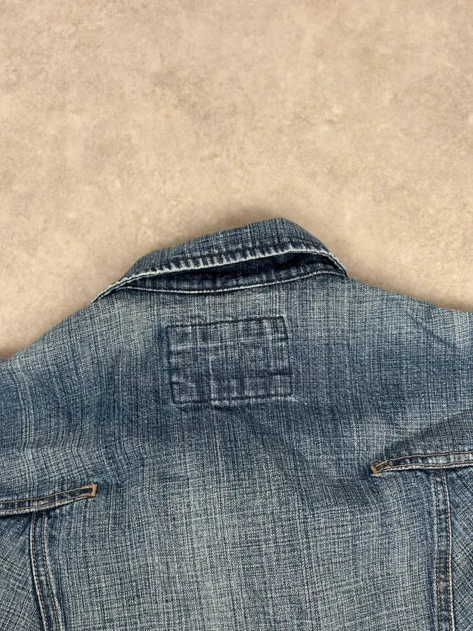 FW2002 Marithé + François Girbaud Blue Faded Light Denim Jacket JYXcPrI 6