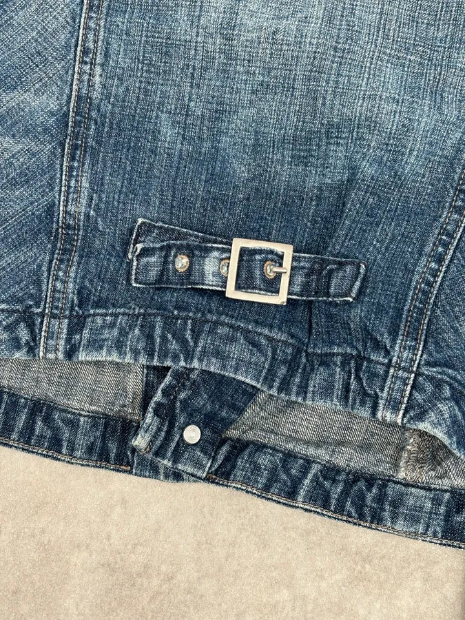 FW2002 Marithé + François Girbaud Blue Faded Light Denim Jacket JYXcPrI 10