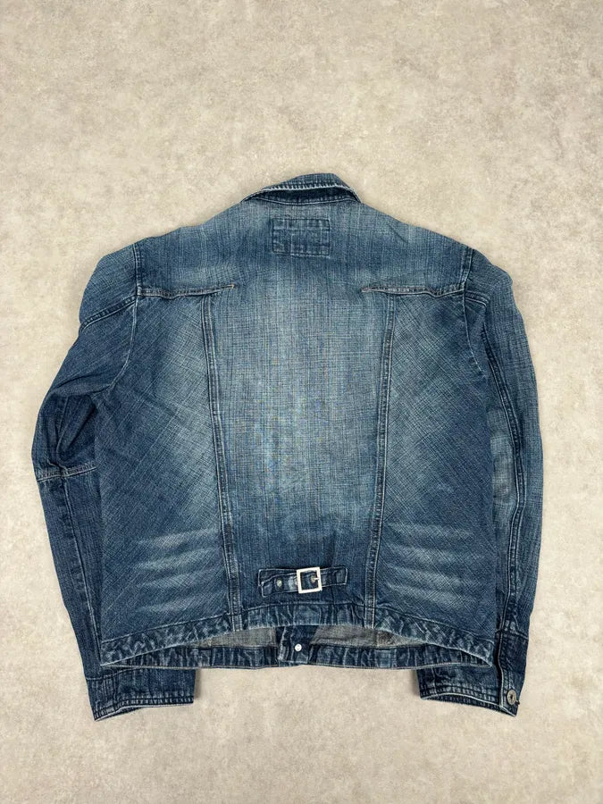 FW2002 Marithé + François Girbaud Blue Faded Light Denim Jacket JYXcPrI 5