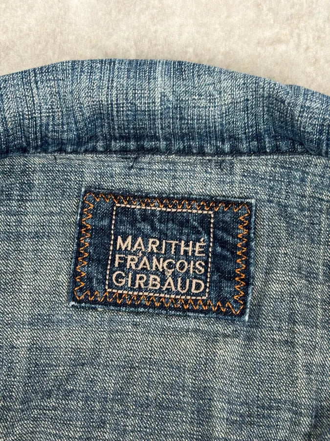 FW2002 Marithé + François Girbaud Blue Faded Light Denim Jacket JYXcPrI 9