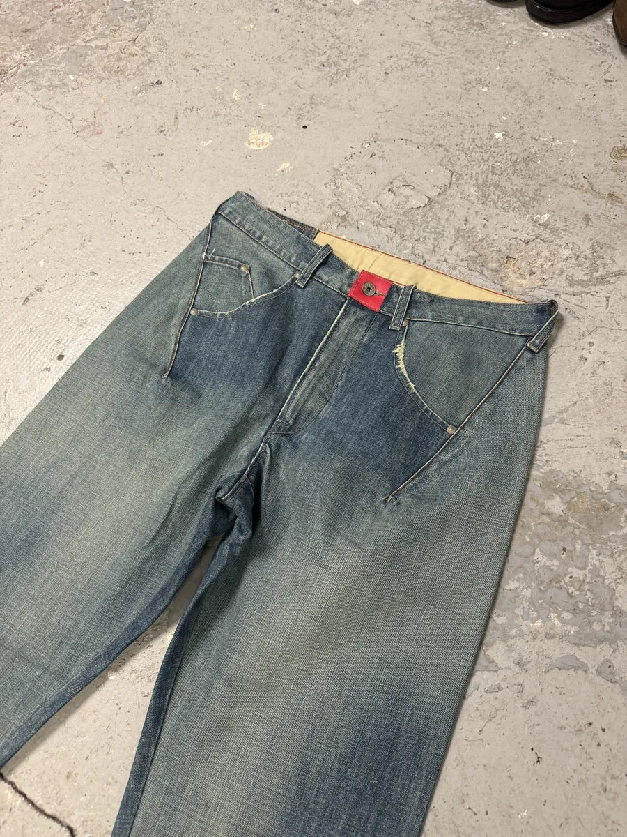 2000s Marithé + François Girbaud Blue Faded Rebel Denim Jeans (L) 11