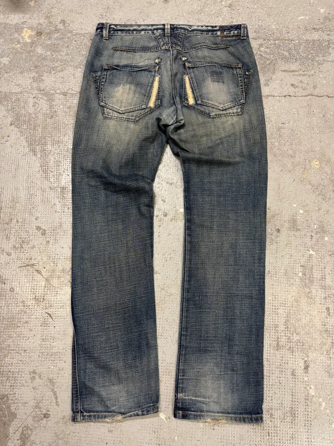 2000s Marithé + François Girbaud Blue Faded Rebel Denim Jeans (L) WYxybAq 4