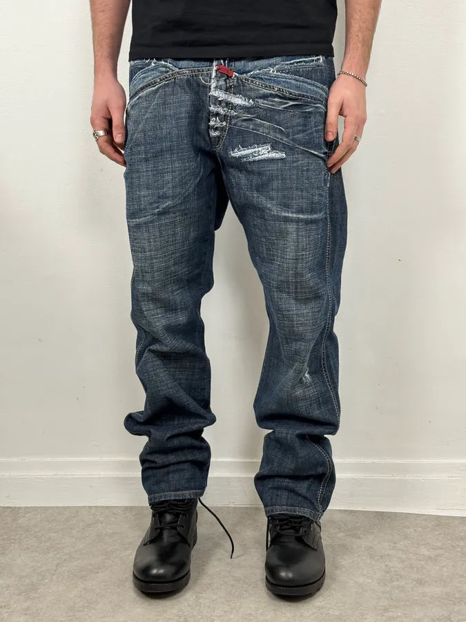 2000s Marithé + François Girbaud Blue Large Rebel Denim Jeans atQFSJl 0