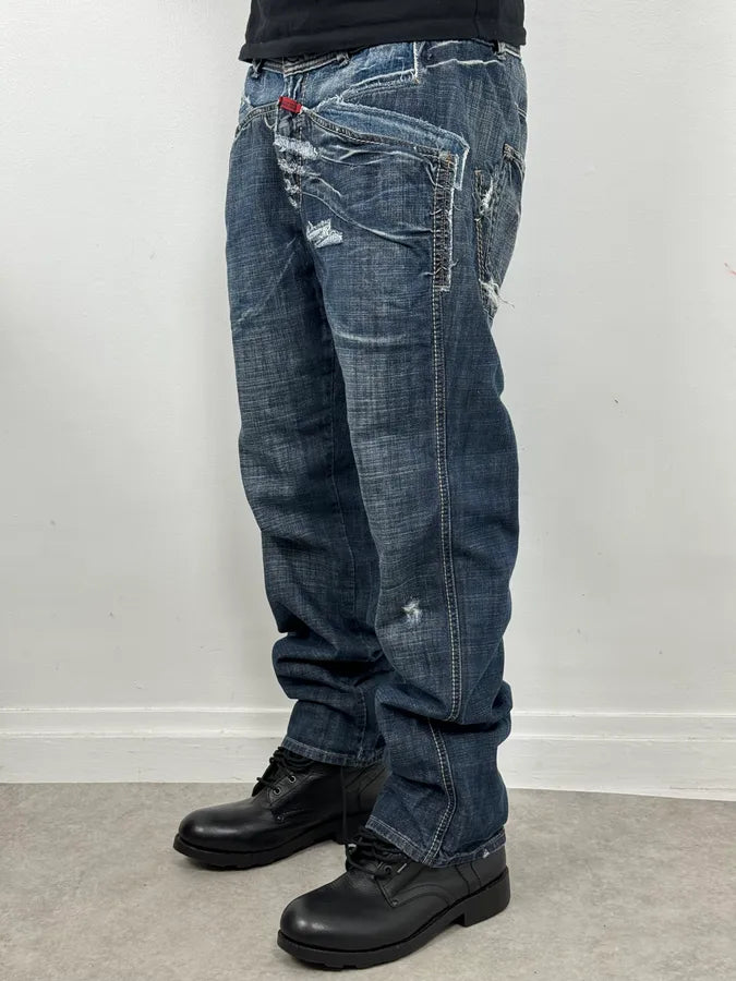 2000s Marithé + François Girbaud Blue Large Rebel Denim Jeans atQFSJl 1