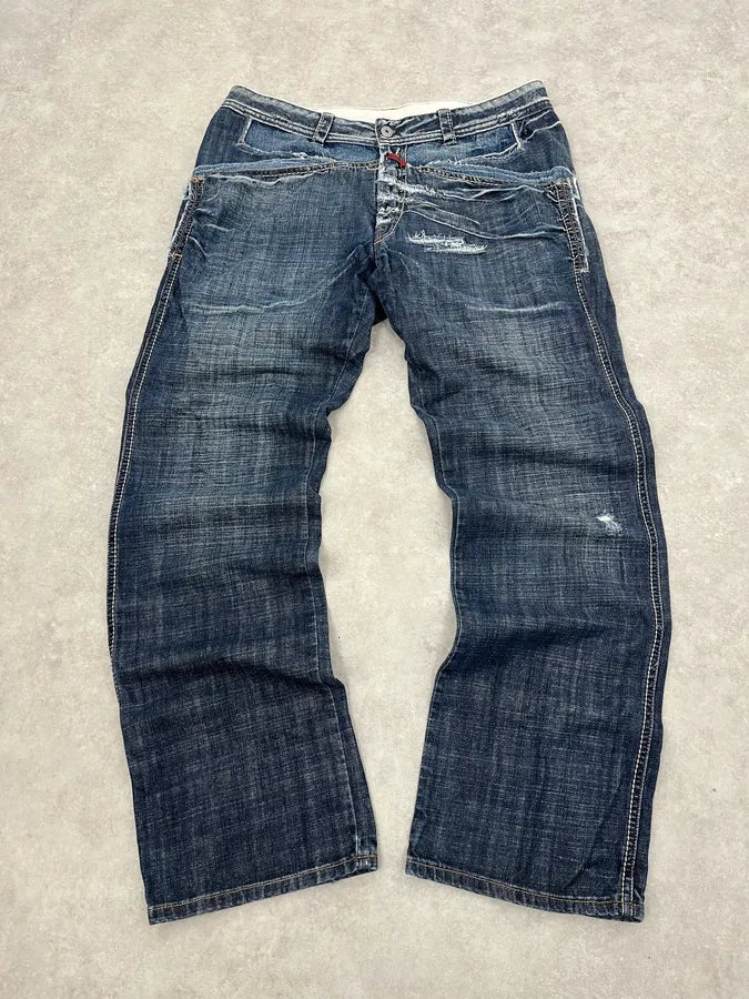 2000s Marithé + François Girbaud Blue Large Rebel Denim Jeans atQFSJl 3