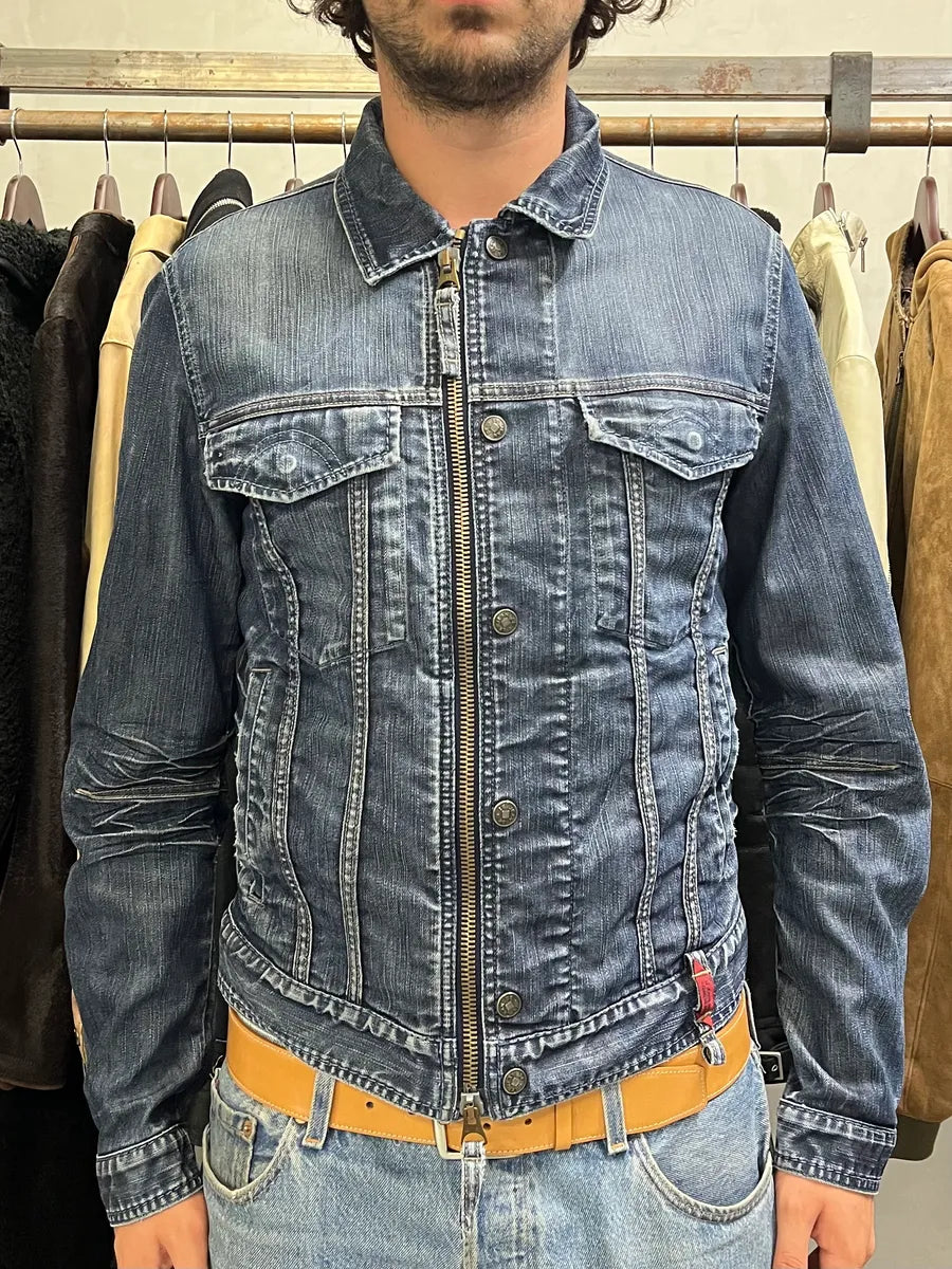 2000s Marithé + François Girbaud Blue Rebel Faded Denim Jacket ofINKrP 1