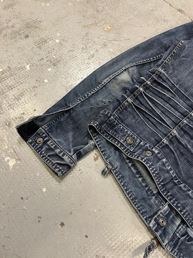 2000s Marithé + François Girbaud Blue Rebel Faded Denim Jacket ofINKrP 10