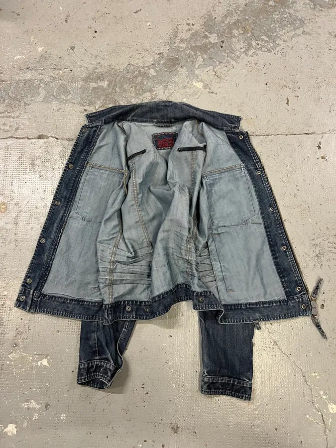 2000s Marithé + François Girbaud Blue Rebel Faded Denim Jacket ofINKrP 11