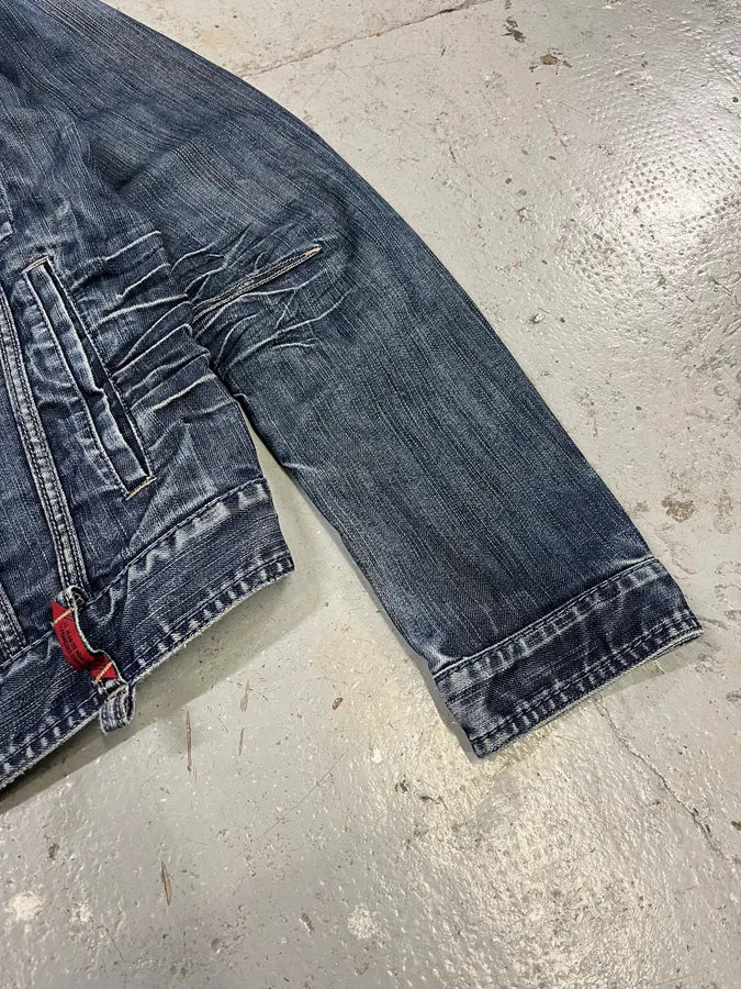 2000s Marithé + François Girbaud Blue Rebel Faded Denim Jacket ofINKrP 4