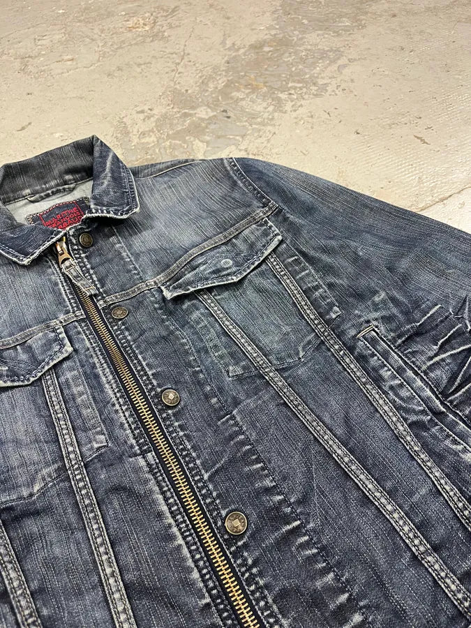 2000s Marithé + François Girbaud Blue Rebel Faded Denim Jacket ofINKrP 5