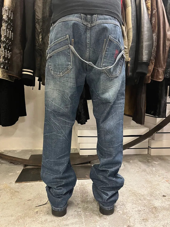 2000s Marithé + François Girbaud Blue Rebel Faded Denim Jeans (L) mOefIvG 1