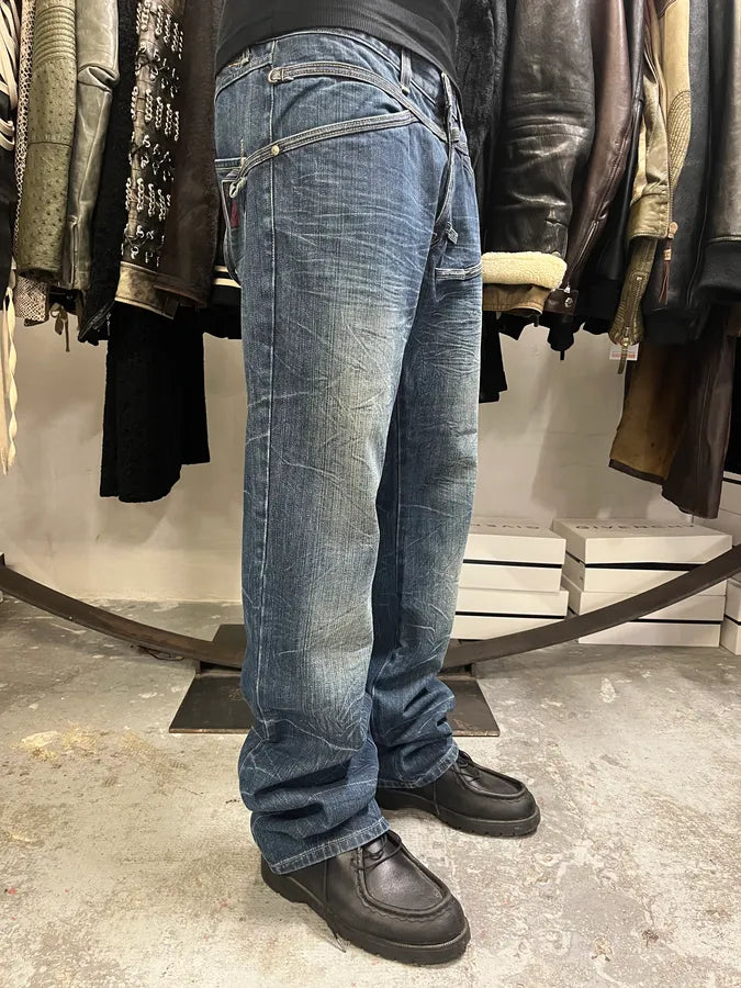 2000s Marithé + François Girbaud Blue Rebel Faded Denim Jeans (L) mOefIvG 3