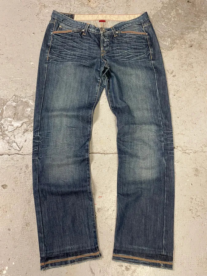2000s Marithé + François Girbaud Blue Stonewashed Denim Jeans (L) YWtIxOh 3
