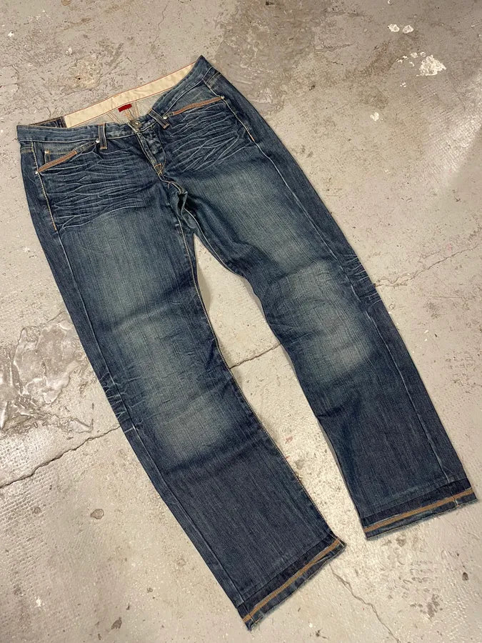 2000s Marithé + François Girbaud Blue Stonewashed Denim Jeans (L) YWtIxOh 4