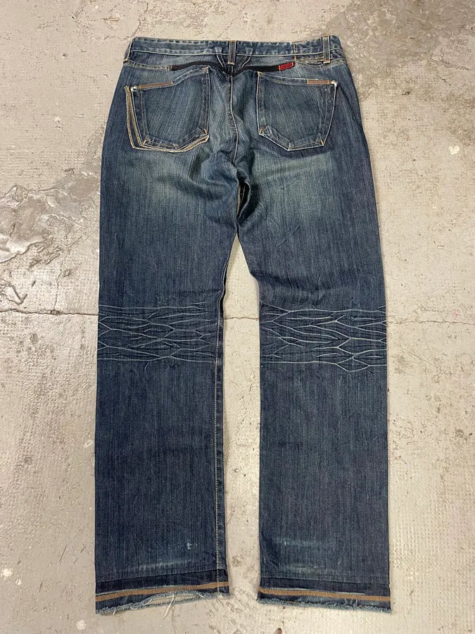 2000s Marithé + François Girbaud Blue Stonewashed Denim Jeans (L) YWtIxOh 6