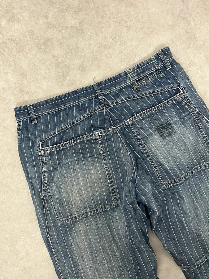 2000s Marithé + François Girbaud Blue Striped Denim Jeans BPTIoXj 5