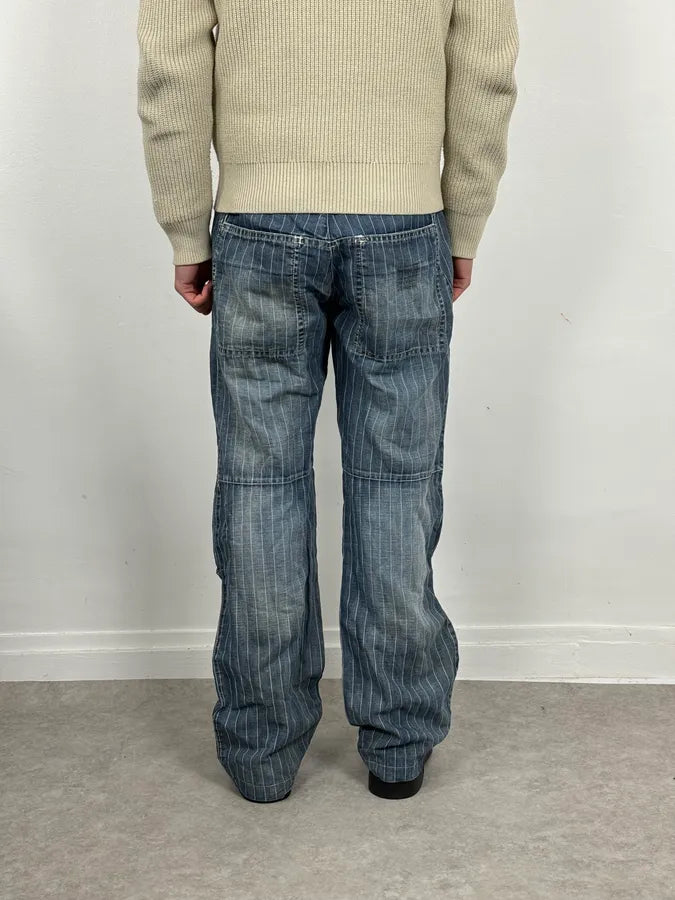 2000s Marithé + François Girbaud Blue Striped Denim Jeans BPTIoXj 3
