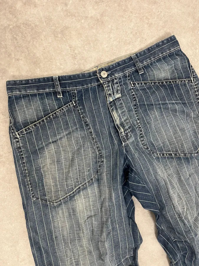 2000s Marithé + François Girbaud Blue Striped Denim Jeans BPTIoXj 4