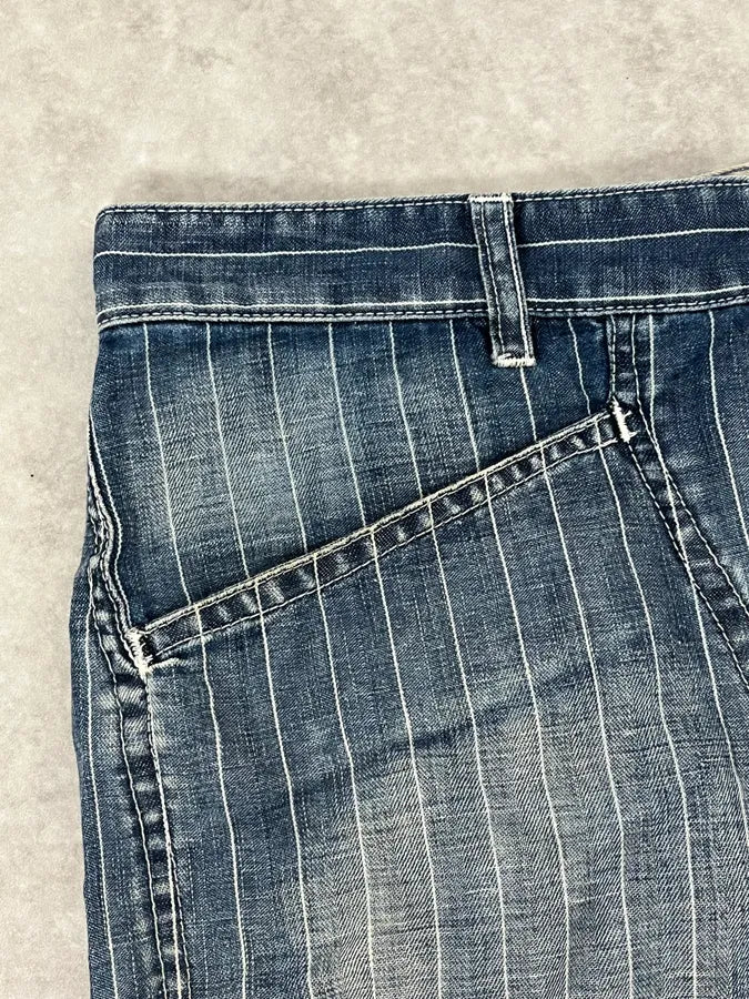 2000s Marithé + François Girbaud Blue Striped Denim Jeans BPTIoXj 7