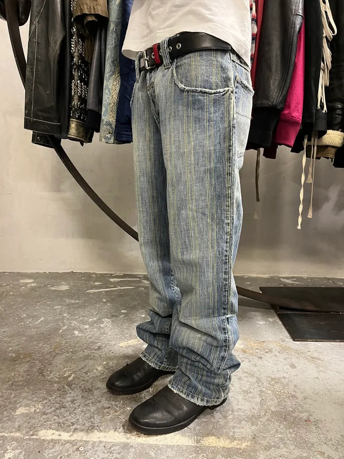 2000s Marithé + François Girbaud Blue Striped Denim Jeans LZqgjrP 2