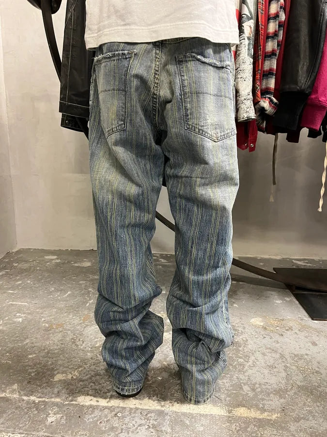 2000s Marithé + François Girbaud Blue Striped Denim Jeans LZqgjrP 3