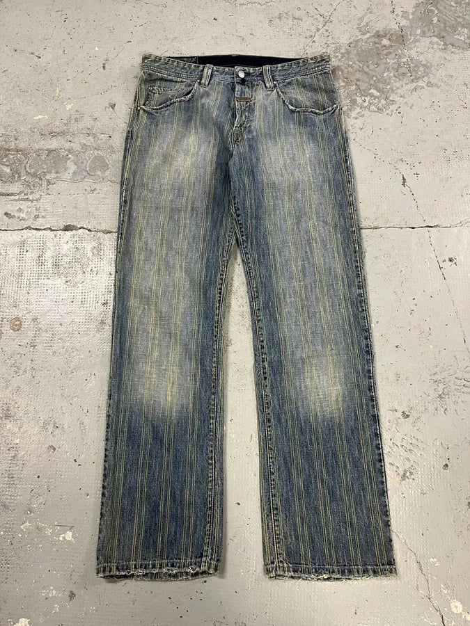 2000s Marithé + François Girbaud Blue Striped Denim Jeans LZqgjrP 4
