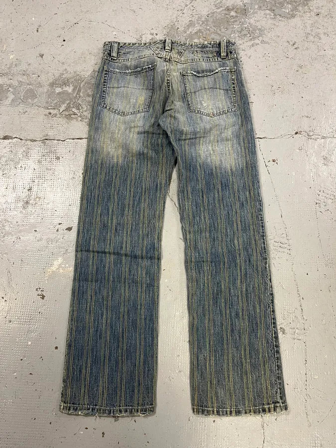2000s Marithé + François Girbaud Blue Striped Denim Jeans LZqgjrP 5