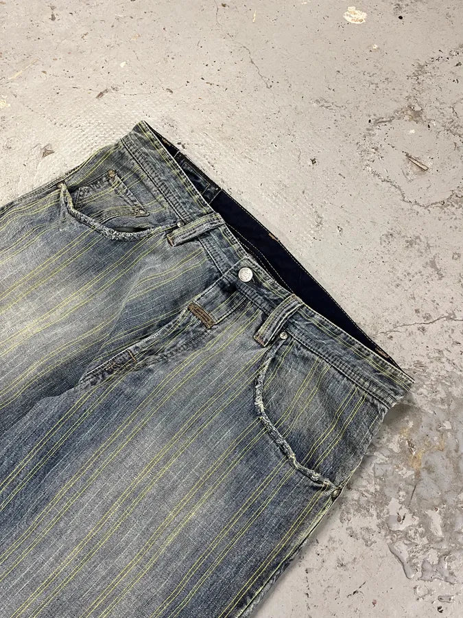 2000s Marithé + François Girbaud Blue Striped Denim Jeans LZqgjrP 6