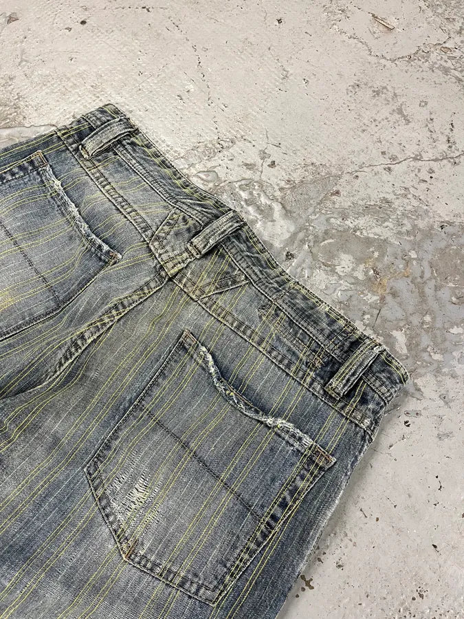 2000s Marithé + François Girbaud Blue Striped Denim Jeans LZqgjrP 7