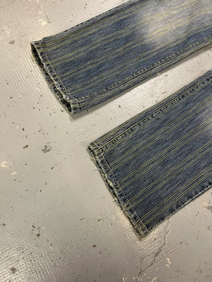 2000s Marithé + François Girbaud Blue Striped Denim Jeans LZqgjrP 8