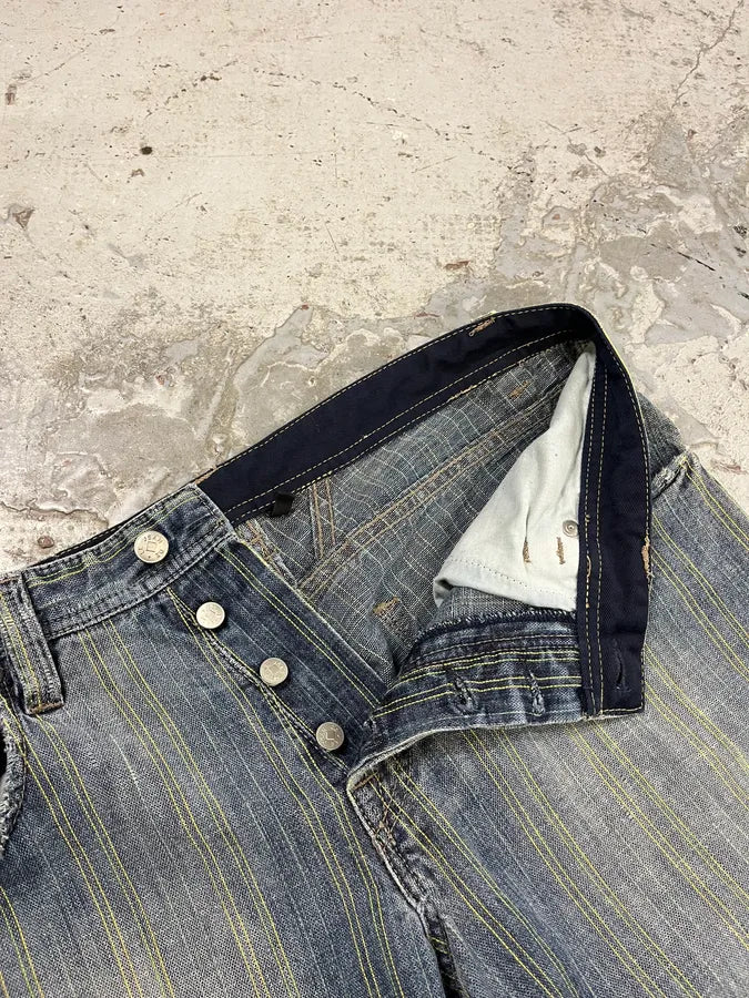 2000s Marithé + François Girbaud Blue Striped Denim Jeans LZqgjrP 9
