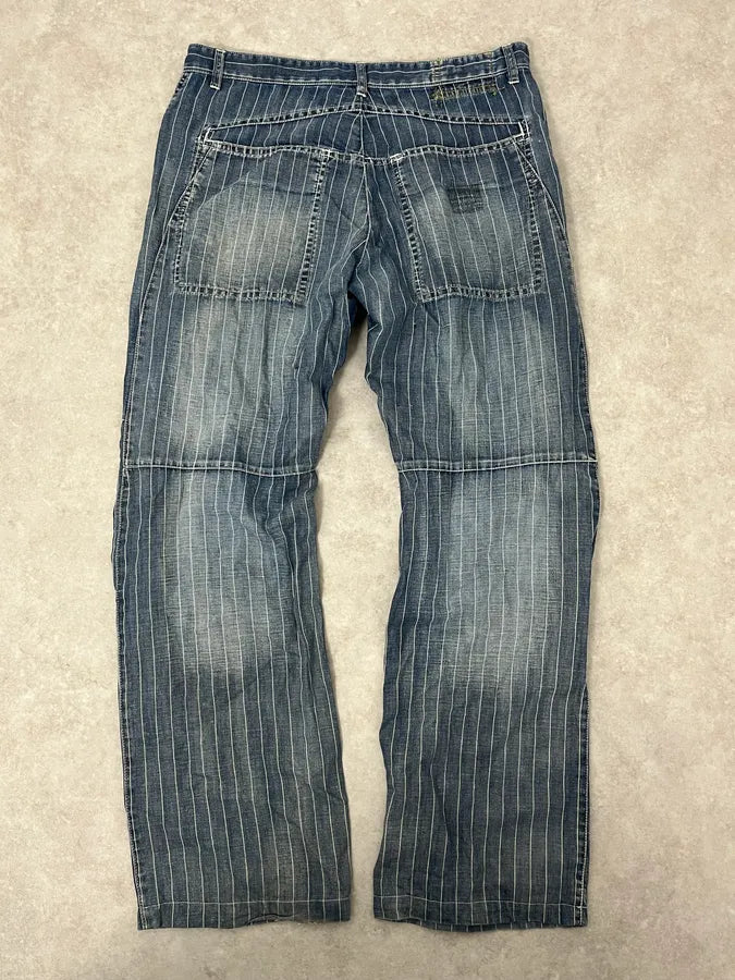 2000s Marithé + François Girbaud Blue Striped Denim Jeans BPTIoXj 6