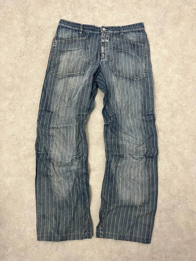 2000s Marithé + François Girbaud Blue Striped Denim Jeans BPTIoXj 0