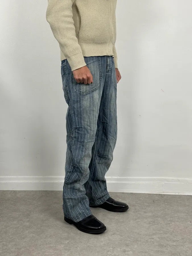 2000s Marithé + François Girbaud Blue Striped Denim Jeans BPTIoXj 2