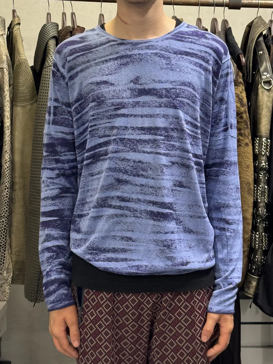 2000s Marithé + François Girbaud Blue Striped Silk & Cotton Sweater mderLub 0