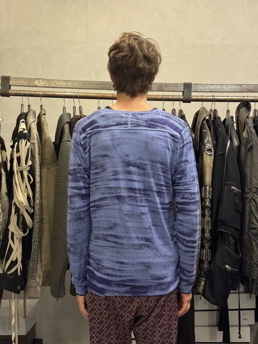 2000s Marithé + François Girbaud Blue Striped Silk & Cotton Sweater mderLub 1