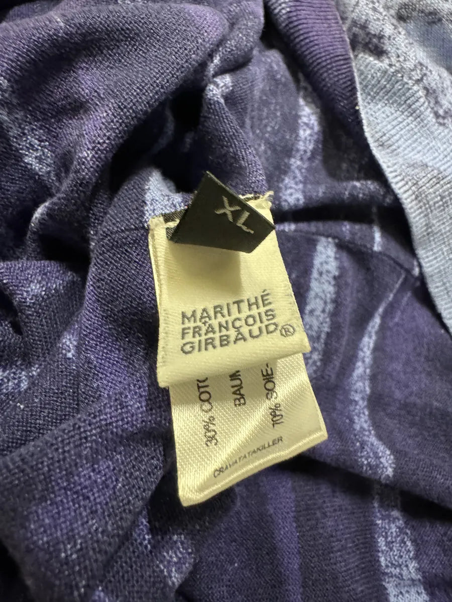 2000s Marithé + François Girbaud Blue Striped Silk & Cotton Sweater mderLub 10