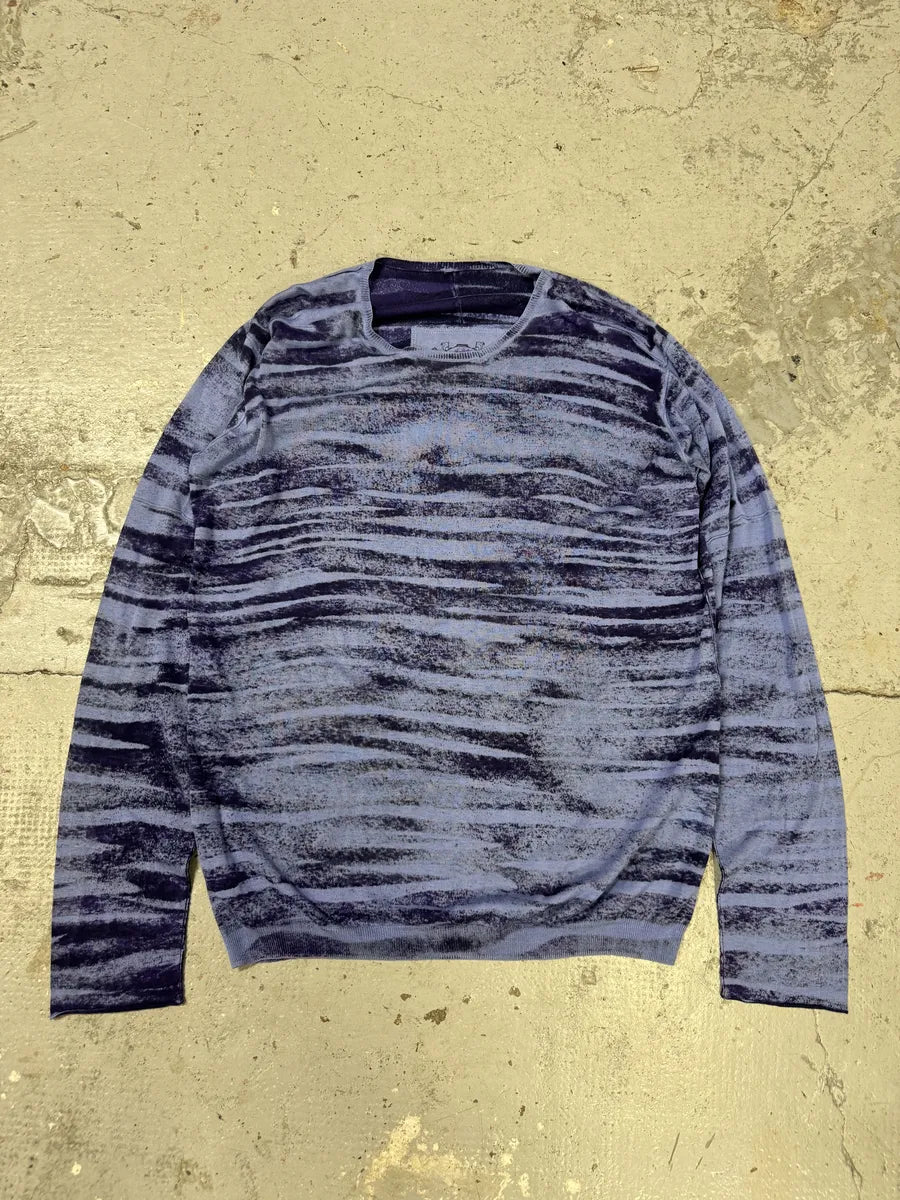 2000s Marithé + François Girbaud Blue Striped Silk & Cotton Sweater mderLub 2