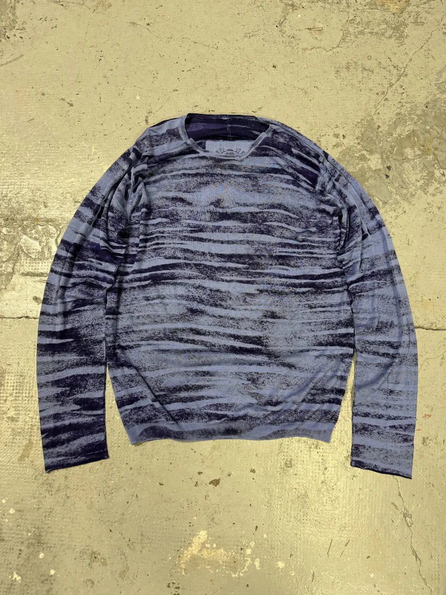 2000s Marithé + François Girbaud Blue Striped Silk & Cotton Sweater mderLub 4