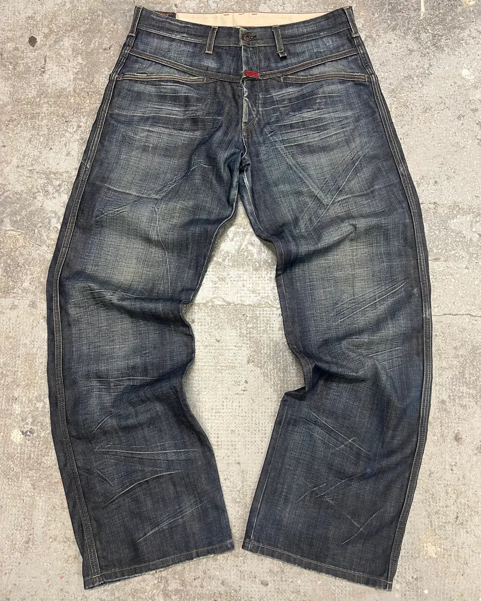 2000s Marithé + François Girbaud Blue Structured Denim Jeans (L) 0