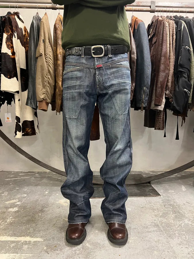 2000s Marithé + François Girbaud Blue Structured Denim Jeans (L) 1