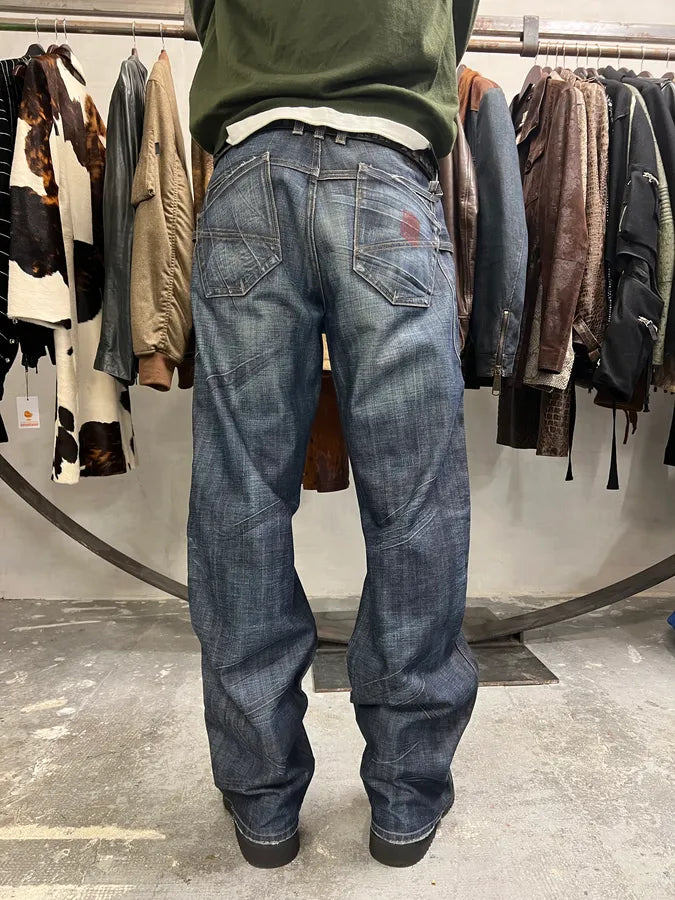 2000s Marithé + François Girbaud Blue Structured Denim Jeans (L) 2