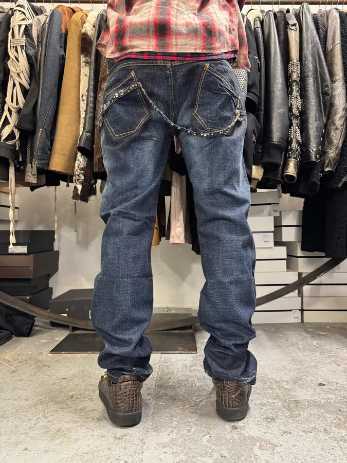 2000s Marithé + François Girbaud Blue Studded Denim Jeans AnpEnNG 1