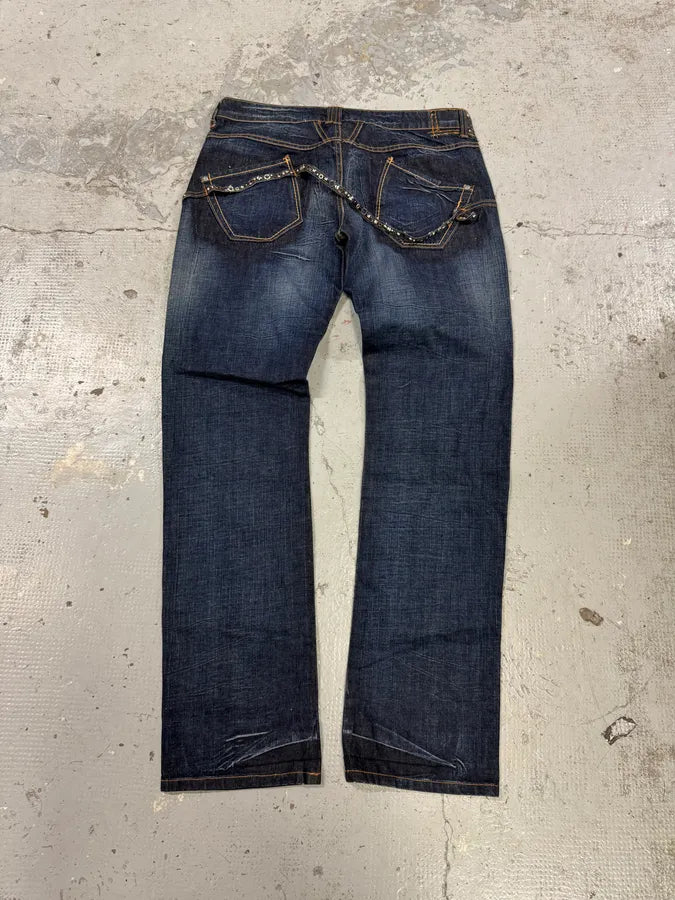 2000s Marithé + François Girbaud Blue Studded Denim Jeans AnpEnNG 5