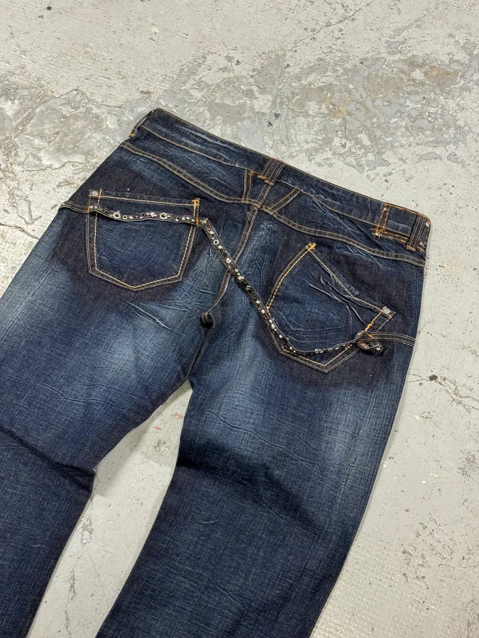 2000s Marithé + François Girbaud Blue Studded Denim Jeans AnpEnNG 6