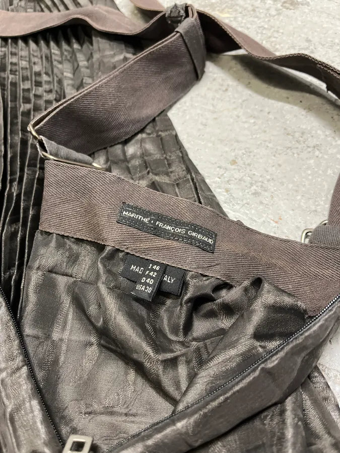 2000s Marithé + François Girbaud Bondage Pleats Black Dress (M) wHTgpZt 10